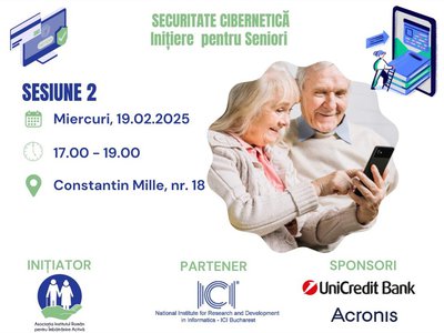 ICI București organizează a doua sesiune din cadrul Programului Național „Securitate Cibernetică. Inițiere pentru Seniori”